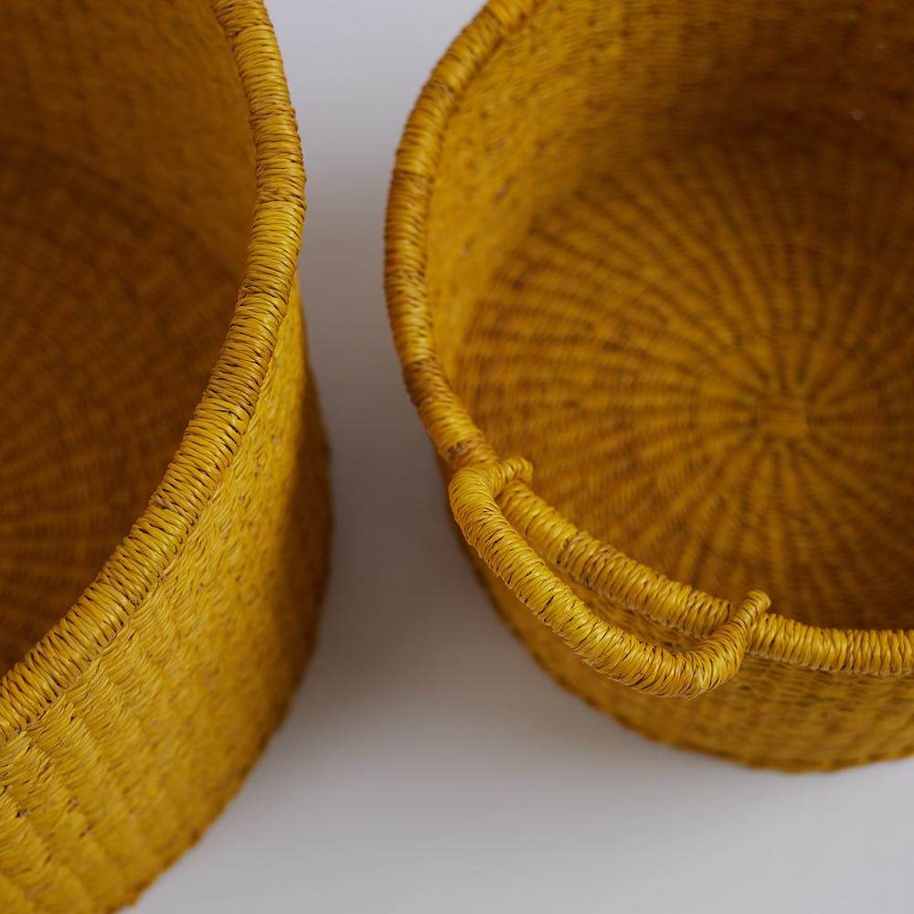 3-in-1 Nestled Basket Set -Yellow - Woven Worldwide