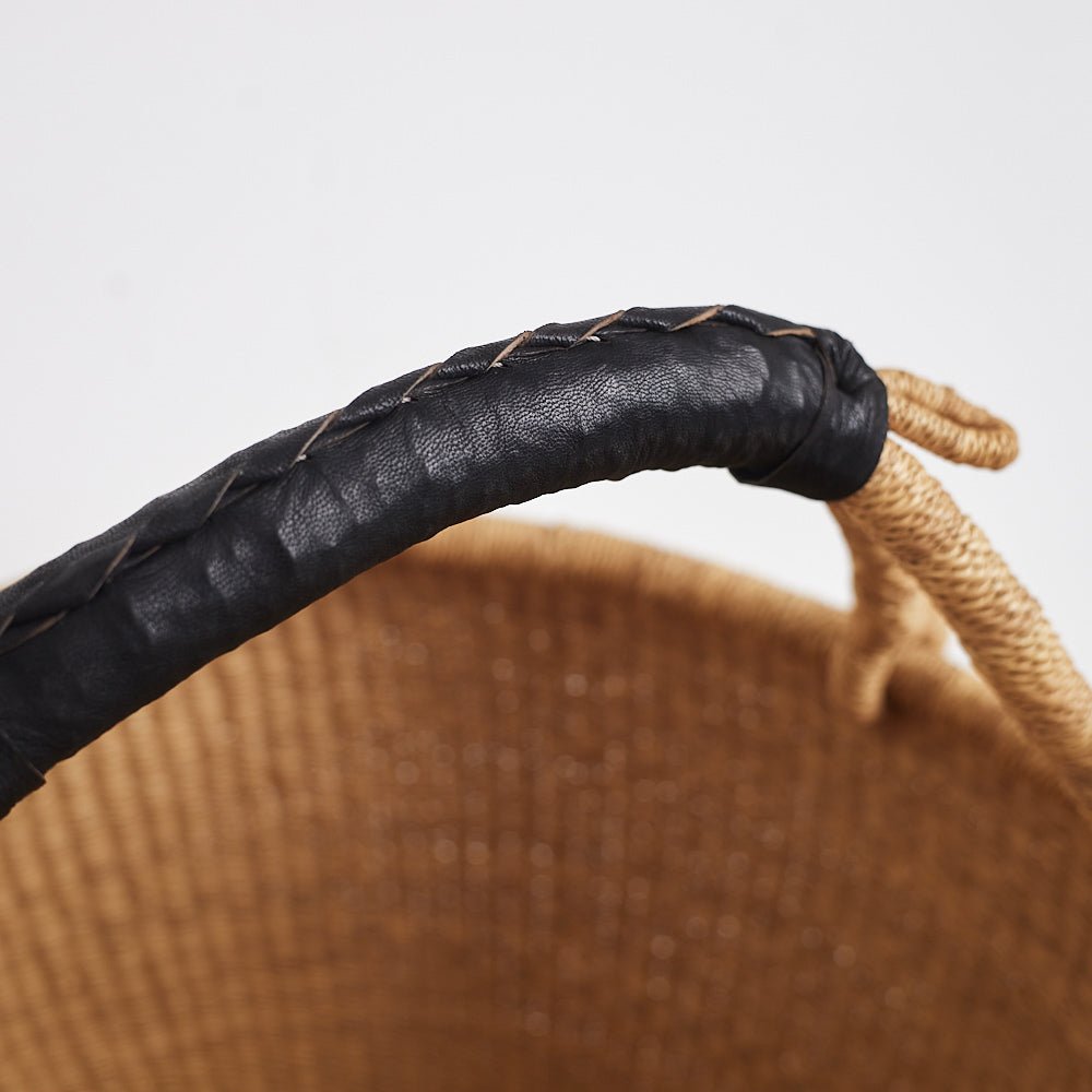Bolga Picnic Basket with leather handles - Woven Worldwide