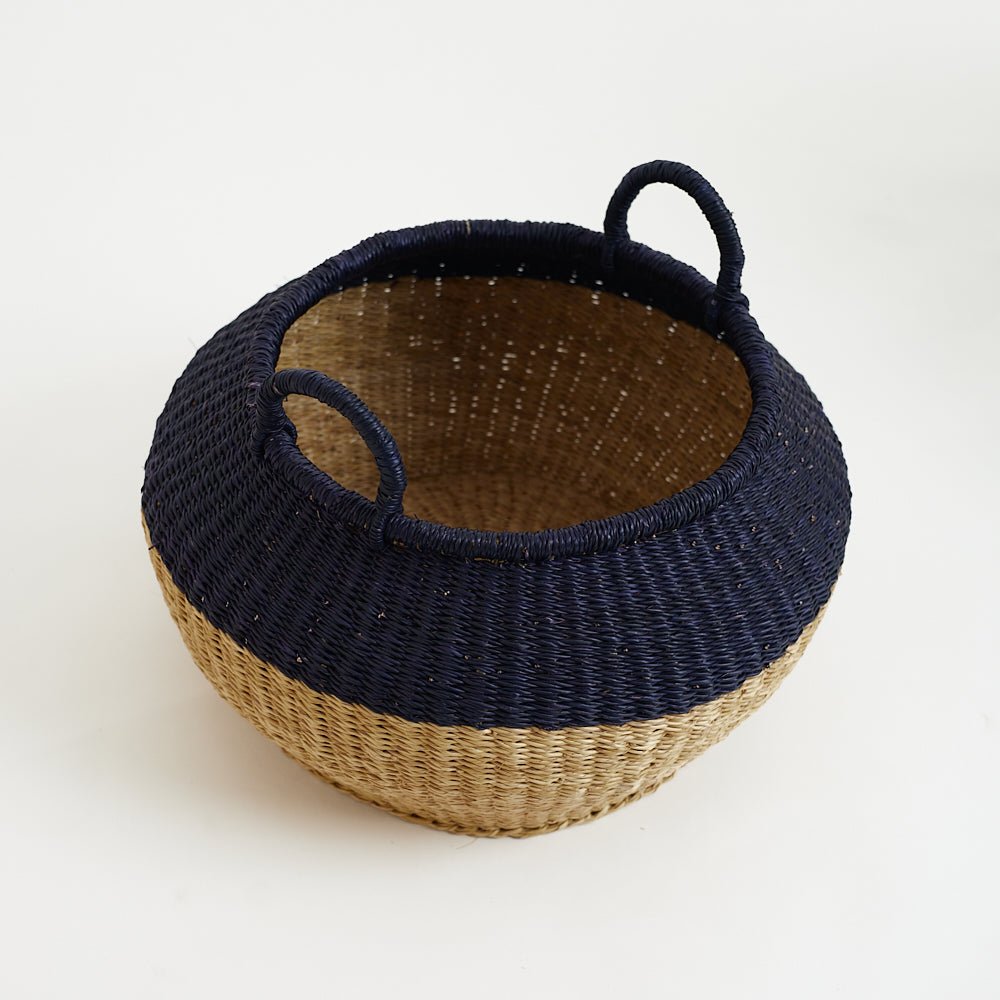 Colour Block Bolga Pot Basket - Woven Worldwide