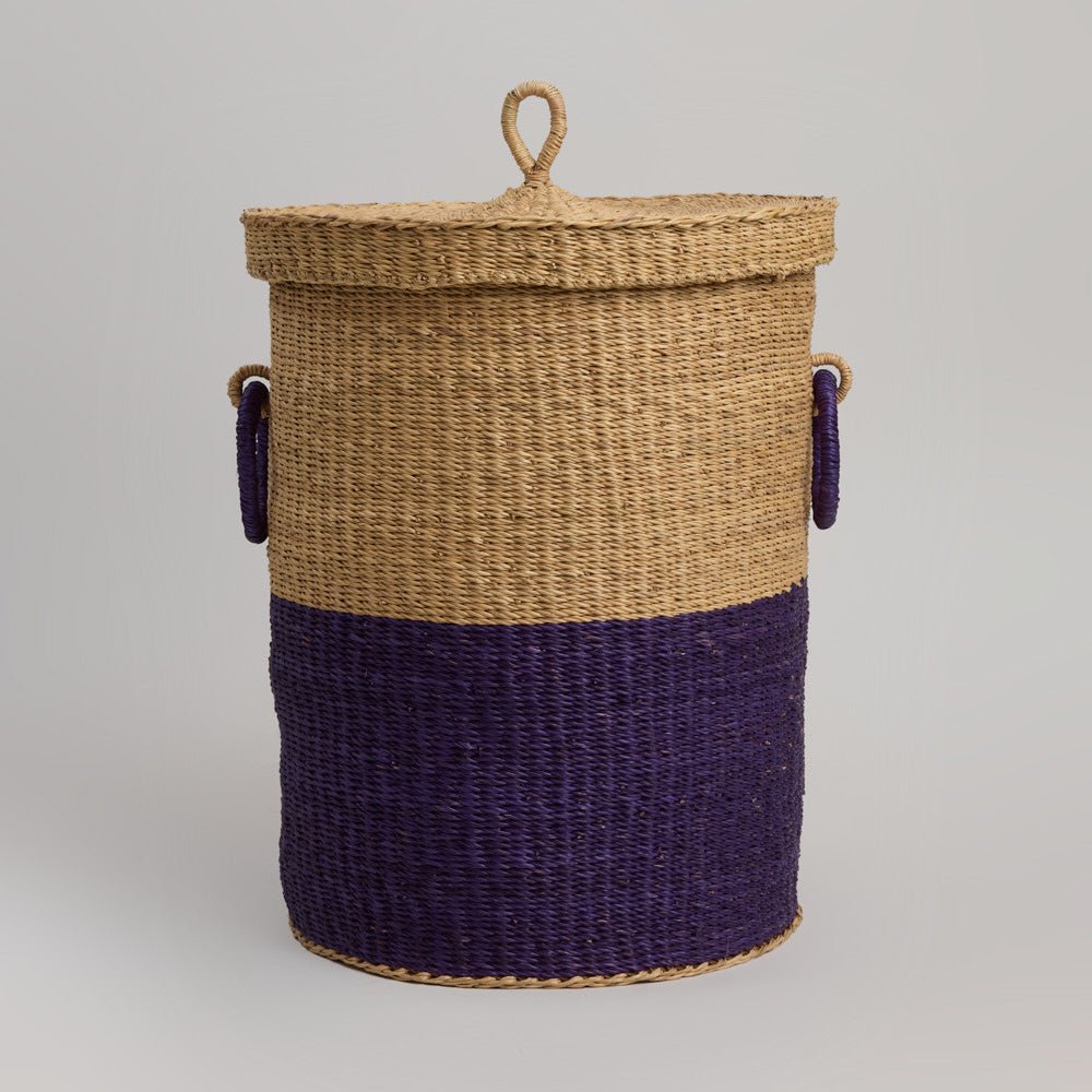 Bolga Colour-Block Laundry Baskets - Woven Worldwide