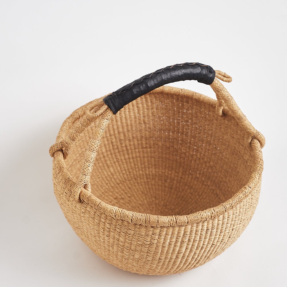 Bolga Picnic Basket with leather handles - Woven Worldwide
