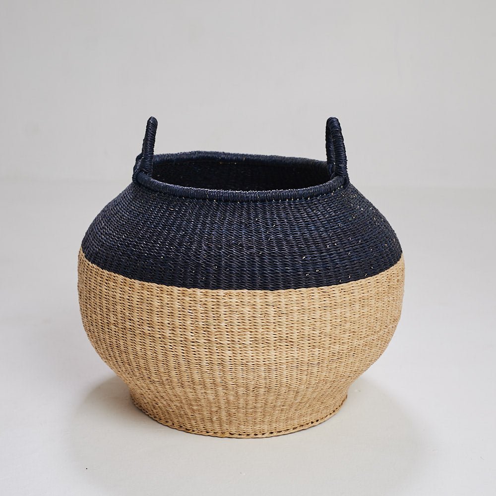 Colour Block Bolga Pot Basket - Woven Worldwide