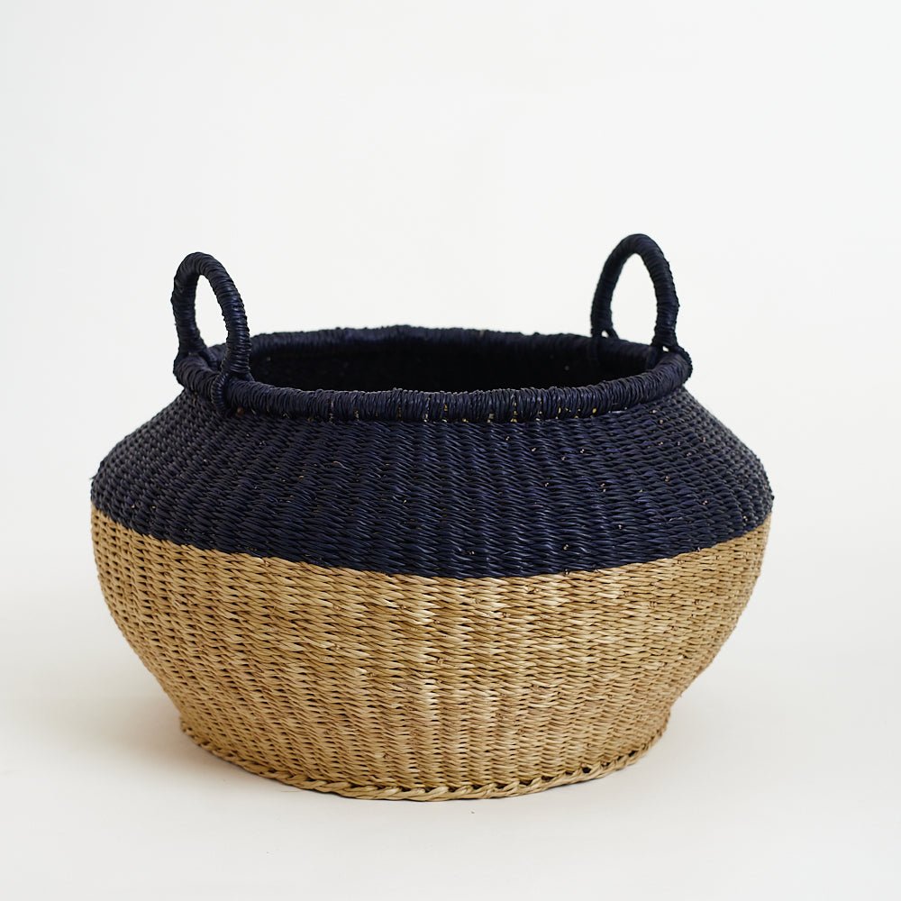 Colour Block Bolga Pot Basket - Woven Worldwide
