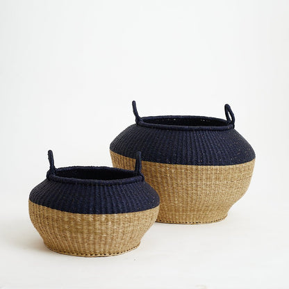 Colour Block Bolga Pot Basket - Woven Worldwide