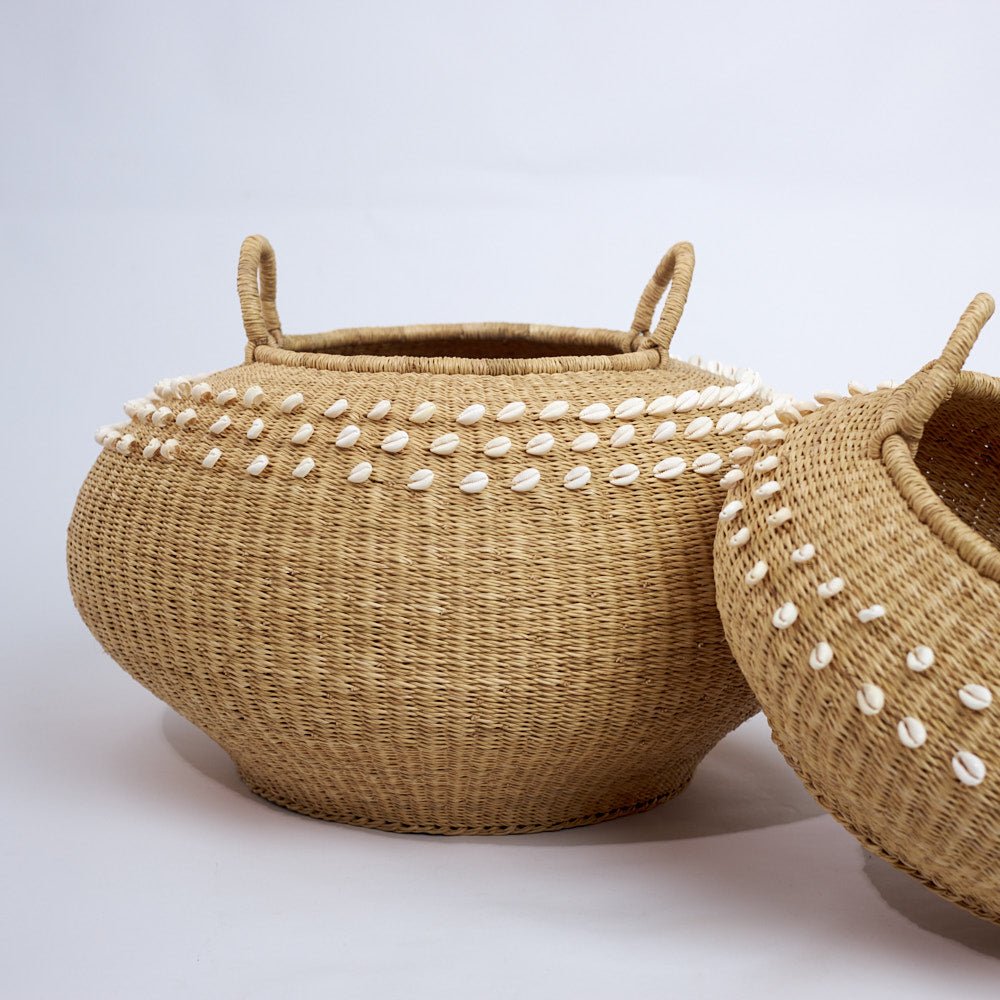 Cowrie Bolga Pot Basket - Woven Worldwide