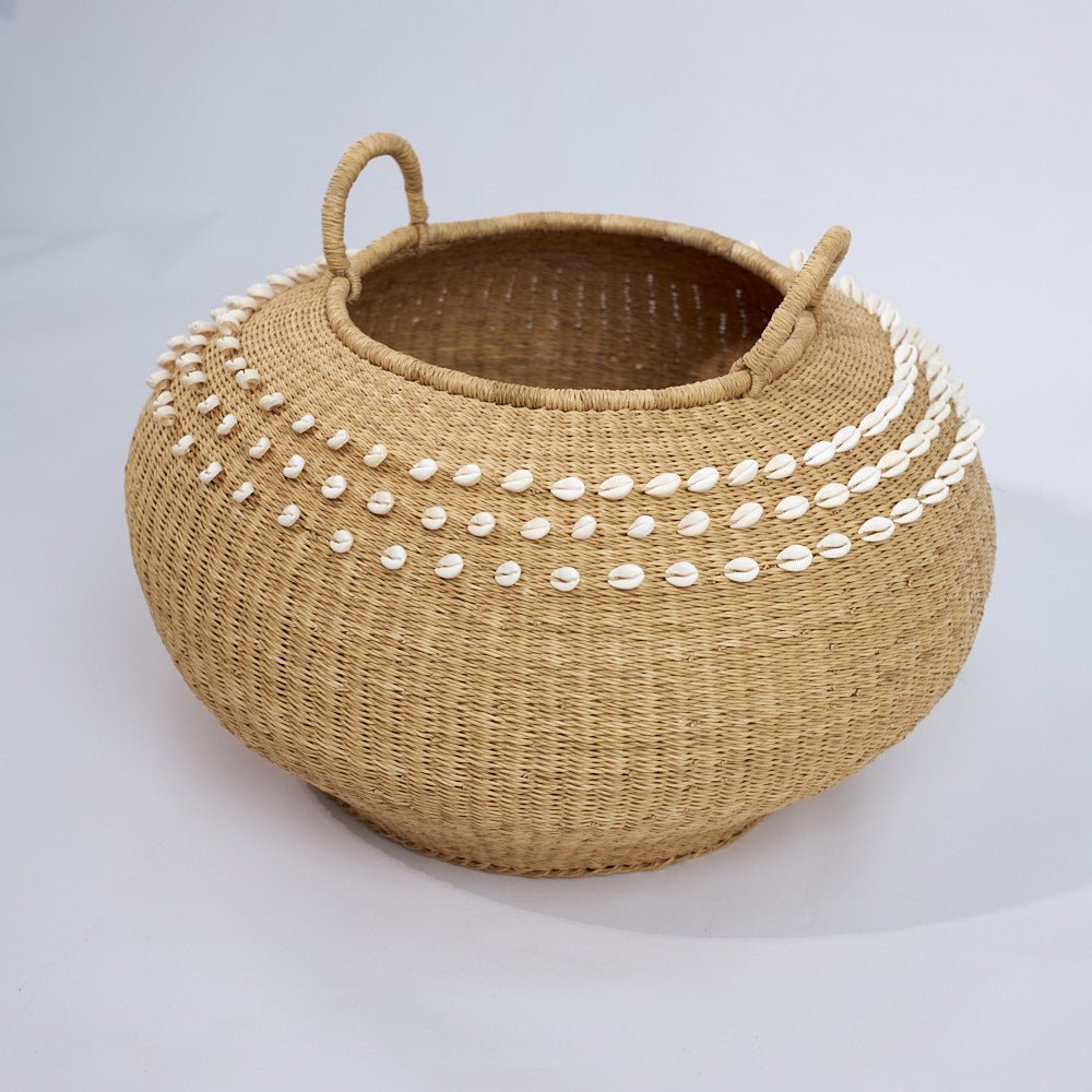 Cowrie Bolga Pot Basket - Woven Worldwide