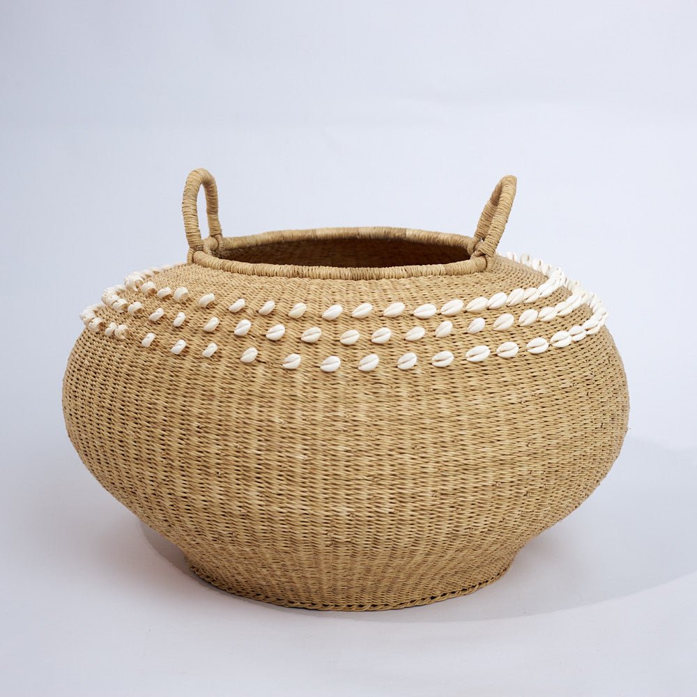 Cowrie Bolga Pot Basket - Woven Worldwide
