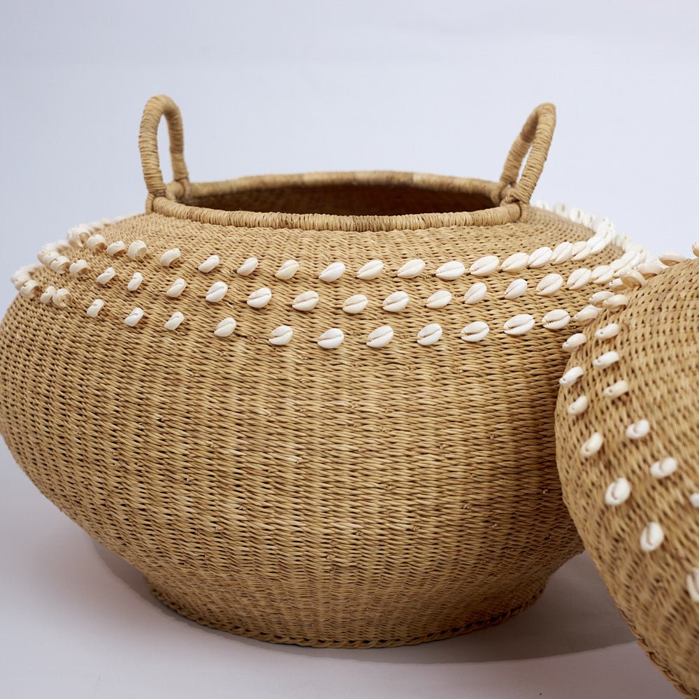 Cowrie Bolga Pot Basket - Woven Worldwide