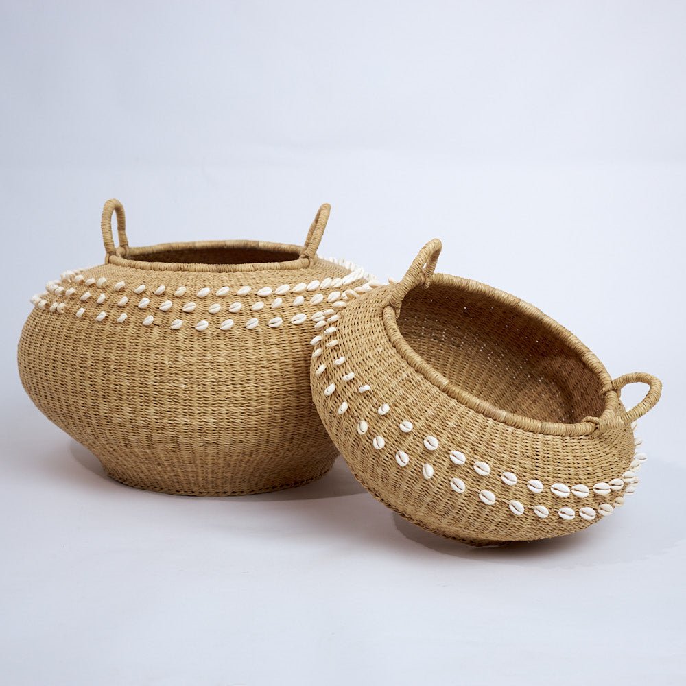 Cowrie Bolga Pot Basket - Woven Worldwide