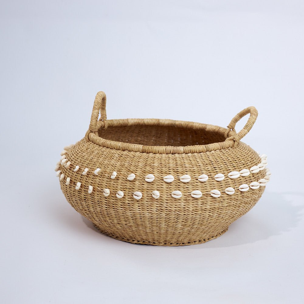 Cowrie Bolga Pot Basket - Woven Worldwide