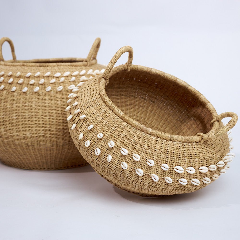 Cowrie Bolga Pot Basket - Woven Worldwide