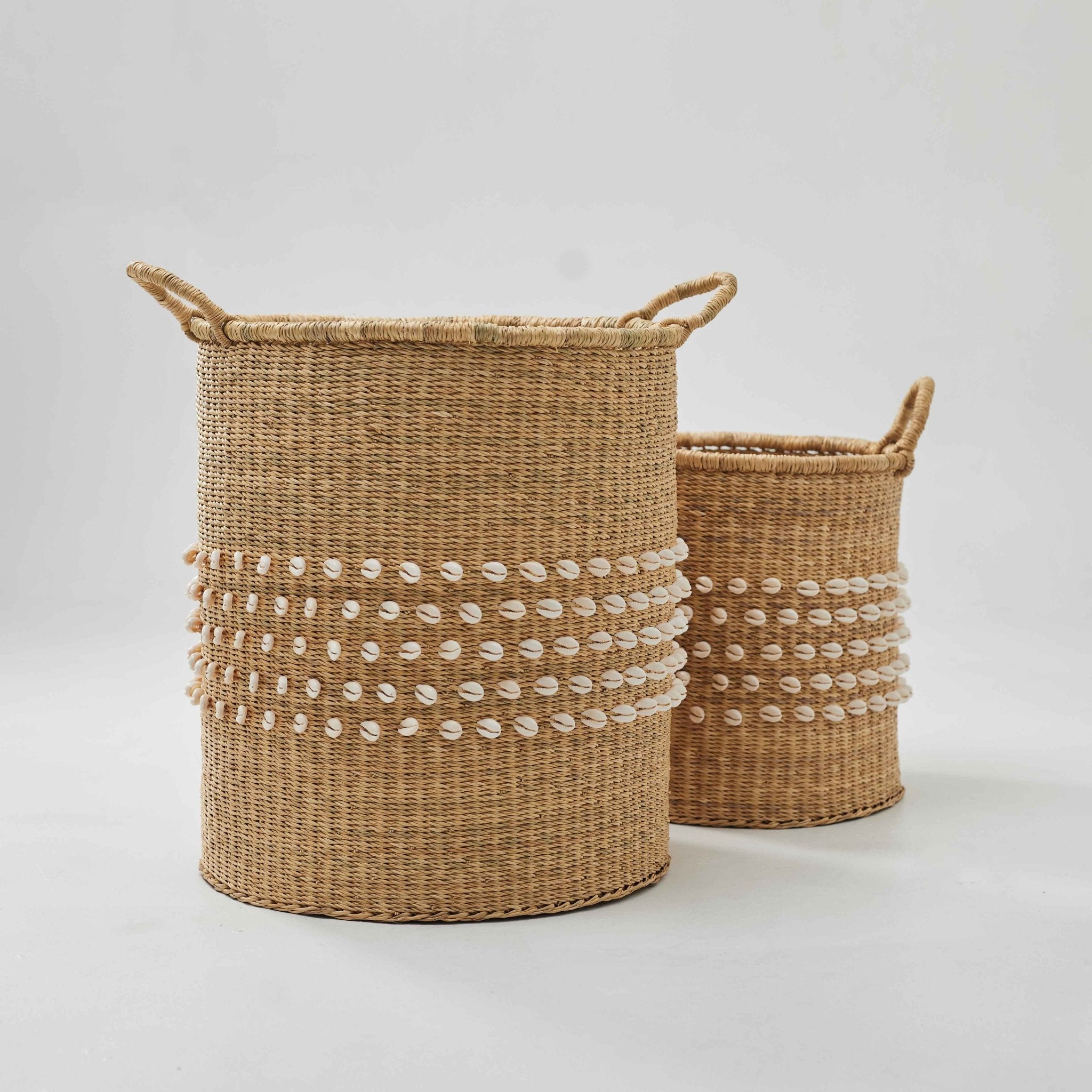 Cowrie Shell Storage Basket™ Twin Set - Woven Worldwide