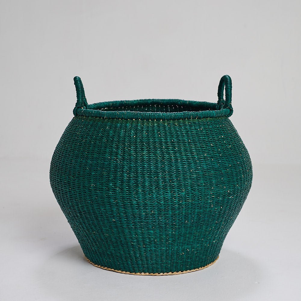 Green Bolga Pot Basket - Woven Worldwide