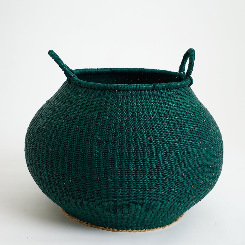 Green Bolga Pot Basket - Woven Worldwide