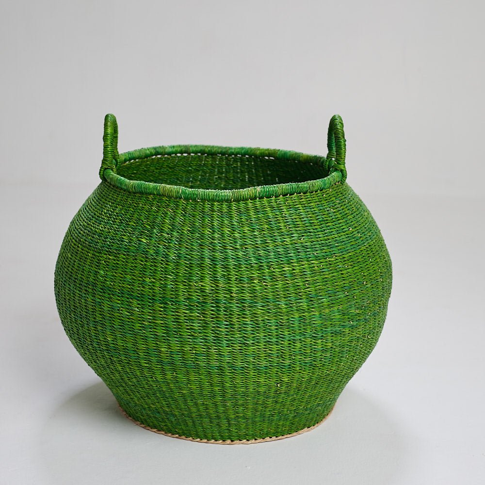 Lime Bolga Pot Basket - Woven Worldwide