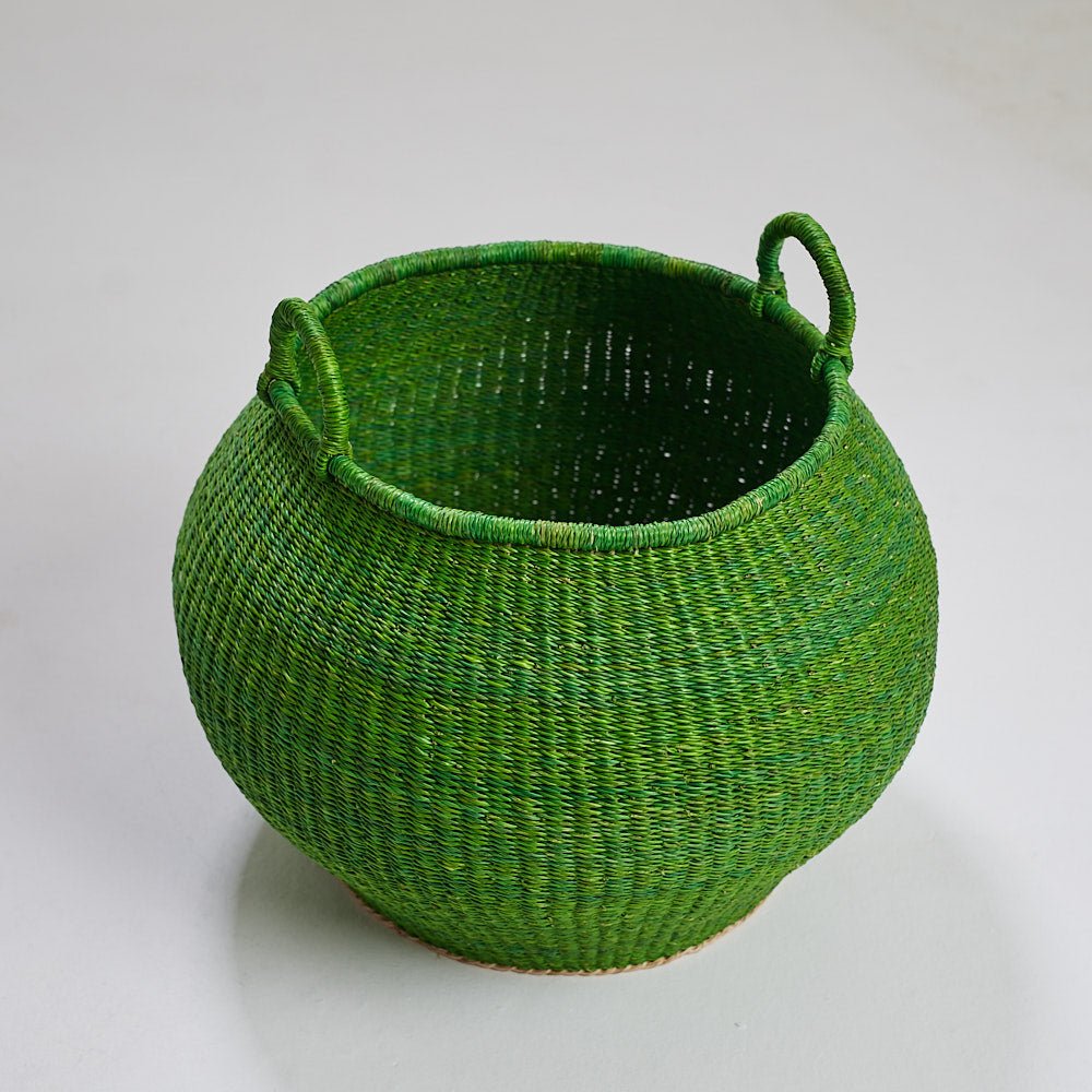 Lime Bolga Pot Basket - Woven Worldwide